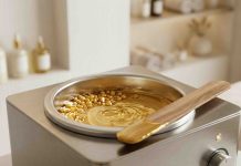 Granuli di cera brasiliana in scaldacera professionale per depilazione senza strisce