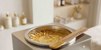 Granuli di cera brasiliana in scaldacera professionale per depilazione senza strisce