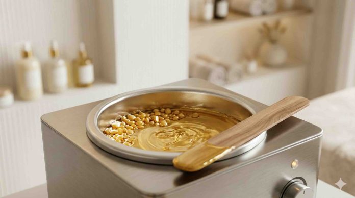 Granuli di cera brasiliana in scaldacera professionale per depilazione senza strisce