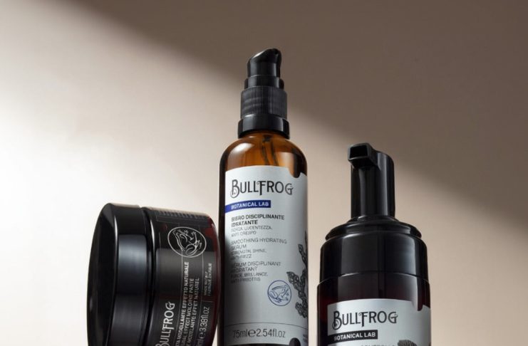 Prodotti styling Bullfrog Barbershop - Pasta Modellante, Siero Disciplinante e Schiuma Controllo Ricci